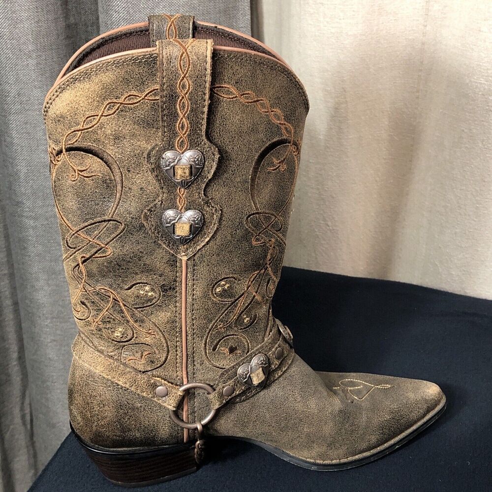 Durango Crush Distressed 11" Heart Concho Women's Size 8M Western Boots RD4155 - Picture 6 of 14